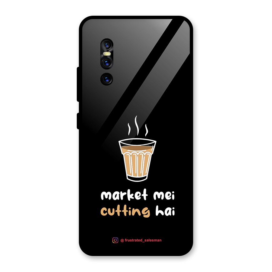 Market Mei Cutting Hai Black Glass Back Case for Vivo V15 Pro