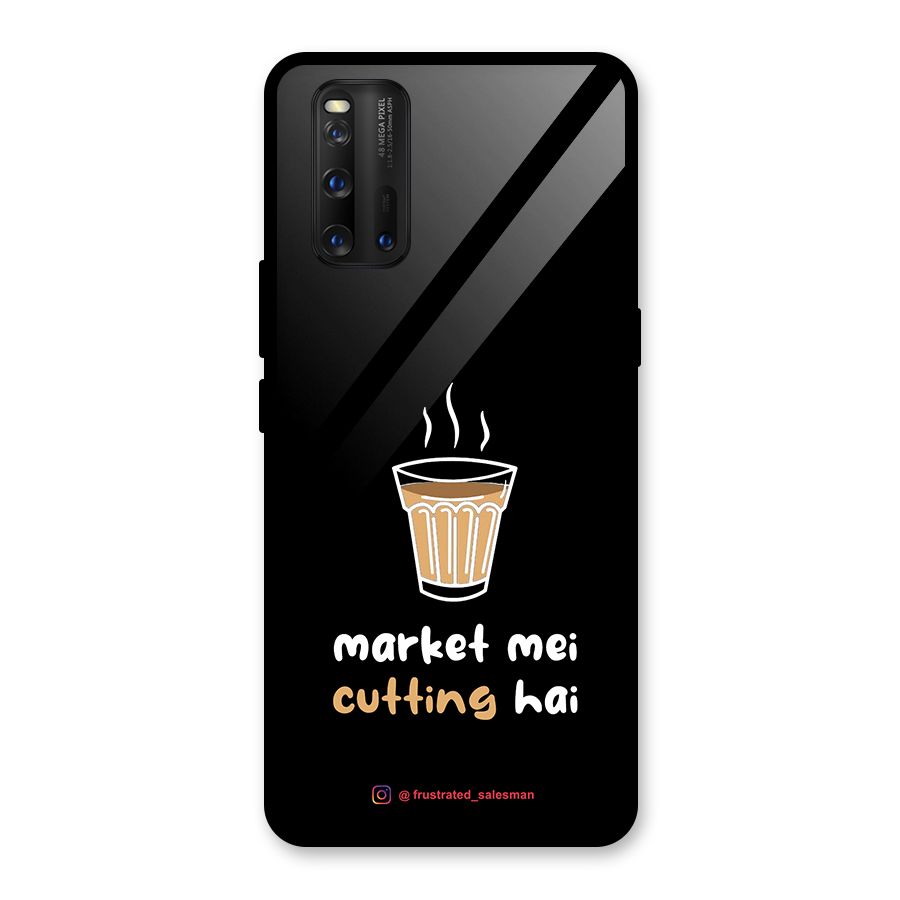Market Mei Cutting Hai Black Glass Back Case for Vivo iQOO 3