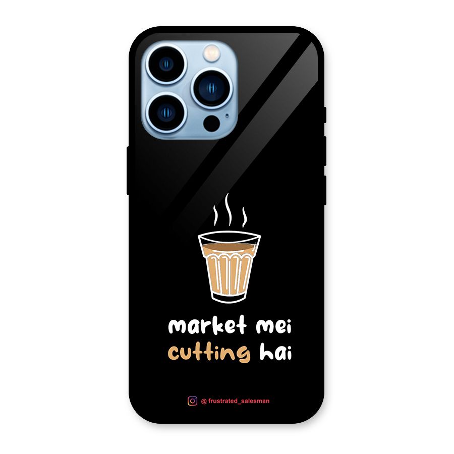 Market Mei Cutting Hai Black Glass Back Case for iPhone 13 Pro