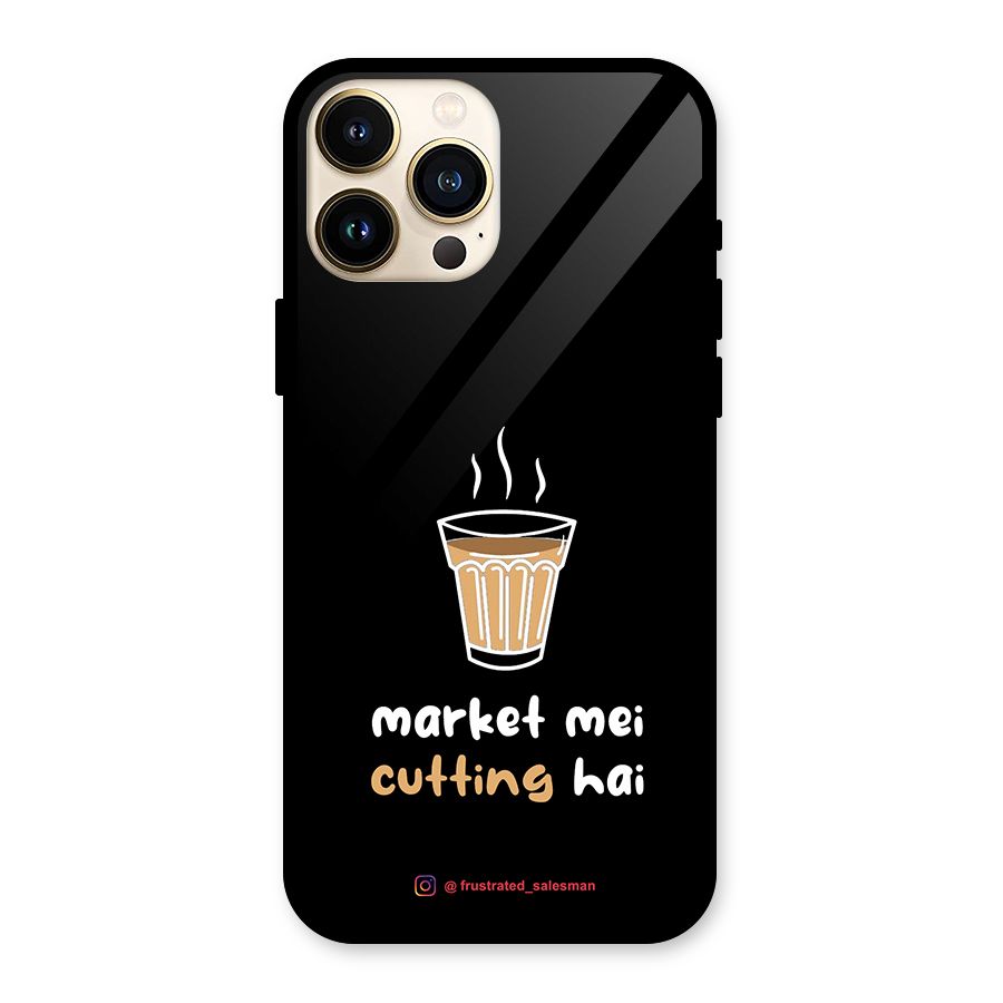 Market Mei Cutting Hai Black Glass Back Case for iPhone 13 Pro Max