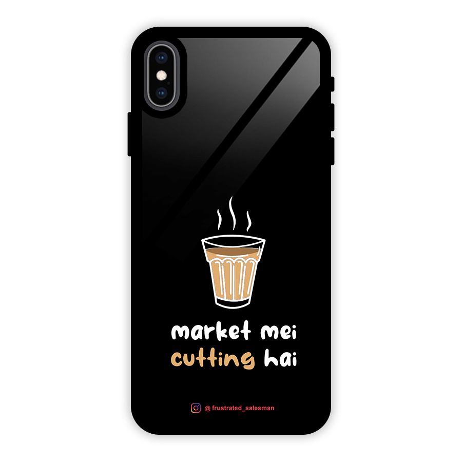 Market Mei Cutting Hai Black Glass Back Case for iPhone XS Max