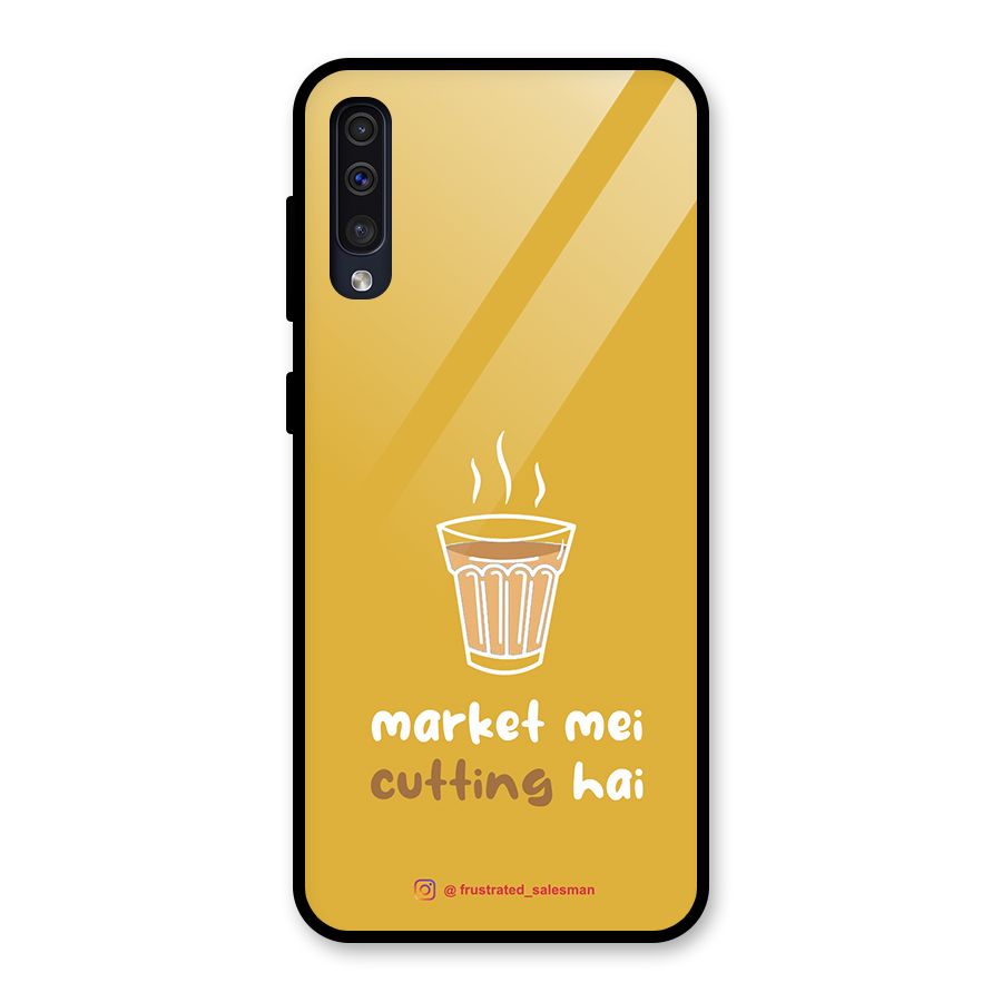 Market Mei Cutting Hai Mustard Yellow Glass Back Case for Galaxy A30s