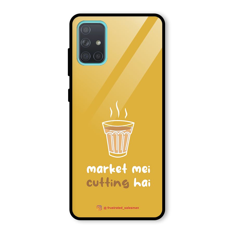 Market Mei Cutting Hai Mustard Yellow Glass Back Case for Galaxy A71