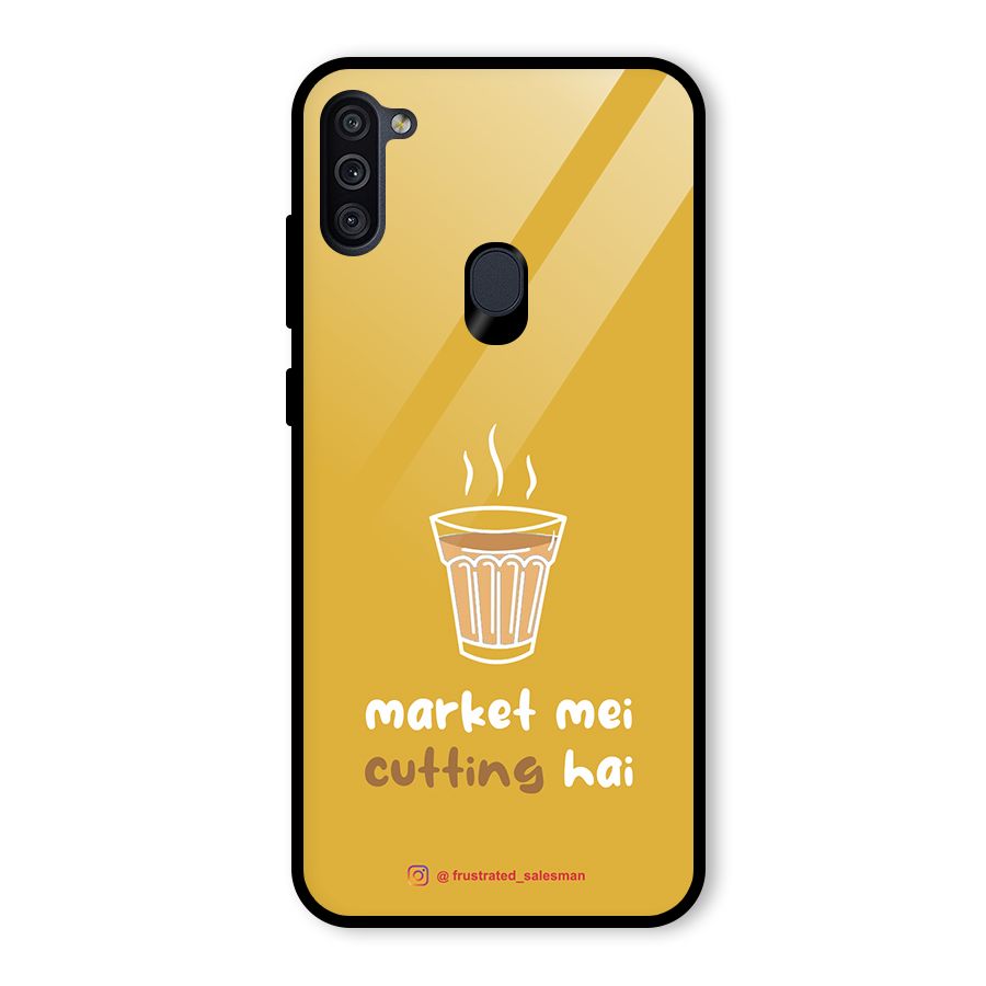 Market Mei Cutting Hai Mustard Yellow Glass Back Case for Galaxy M11