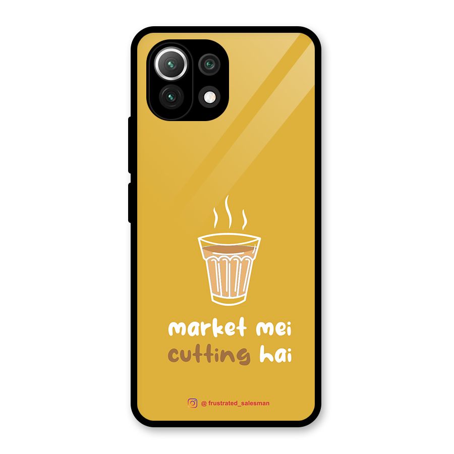 Market Mei Cutting Hai Mustard Yellow Glass Back Case for Mi 11 Lite NE 5G