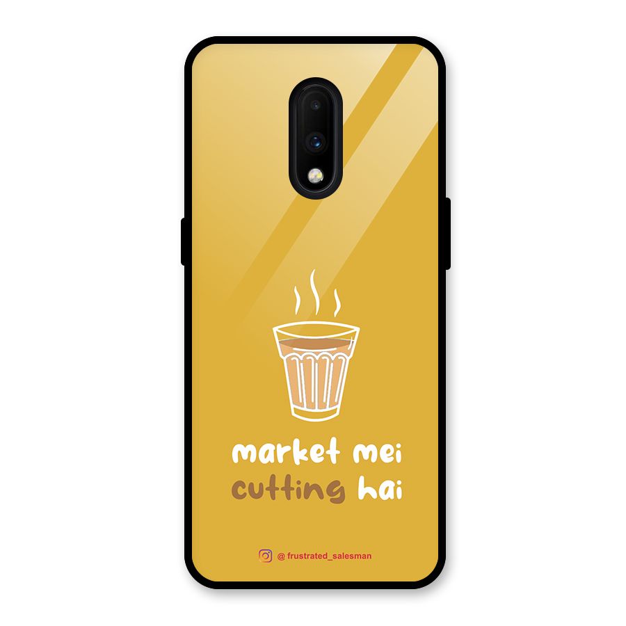Market Mei Cutting Hai Mustard Yellow Glass Back Case for OnePlus 7