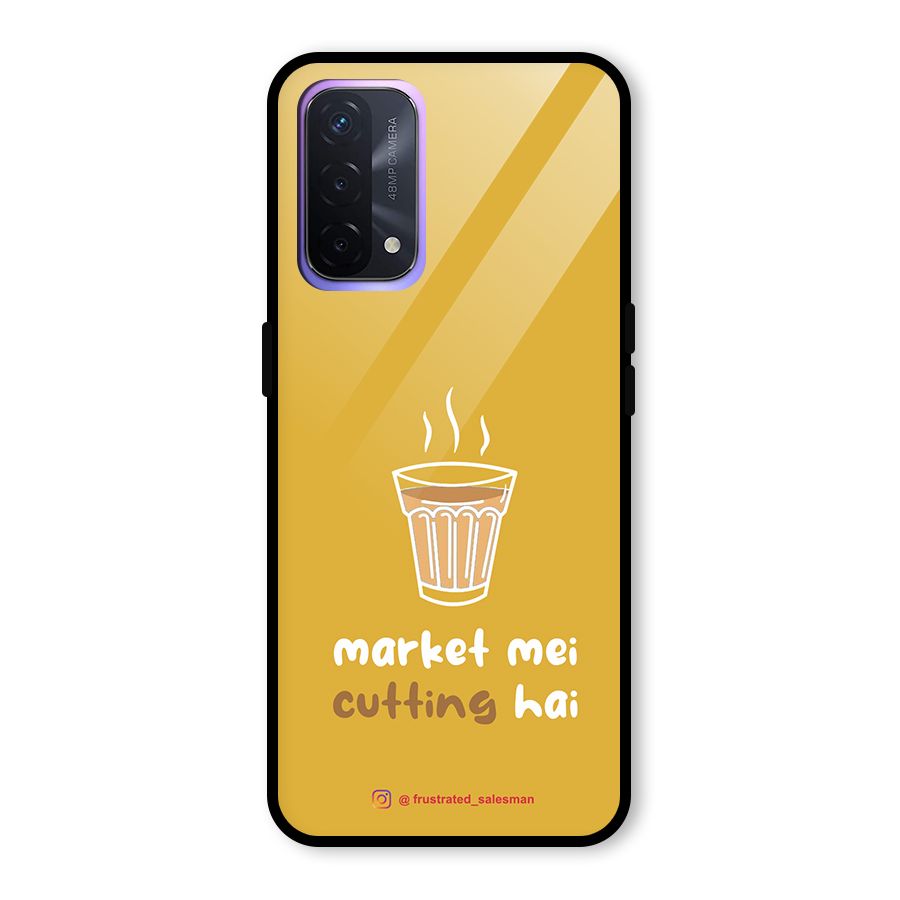 Market Mei Cutting Hai Mustard Yellow Glass Back Case for Oppo A74 5G