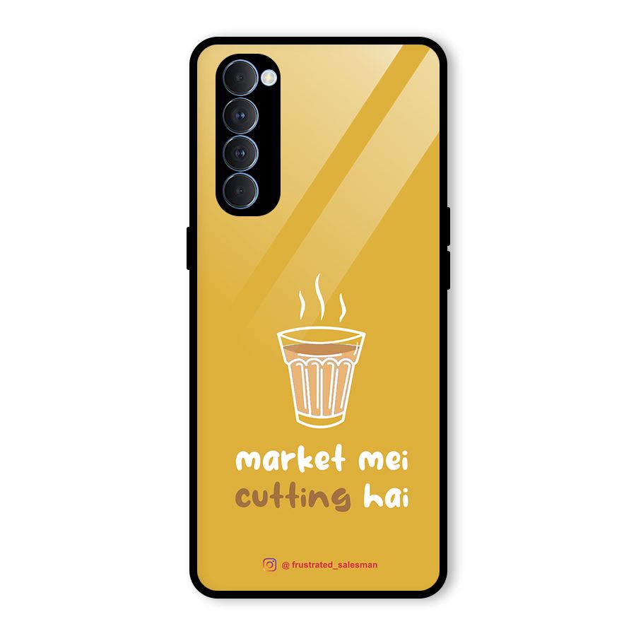 Market Mei Cutting Hai Mustard Yellow Glass Back Case for Oppo Reno4 Pro