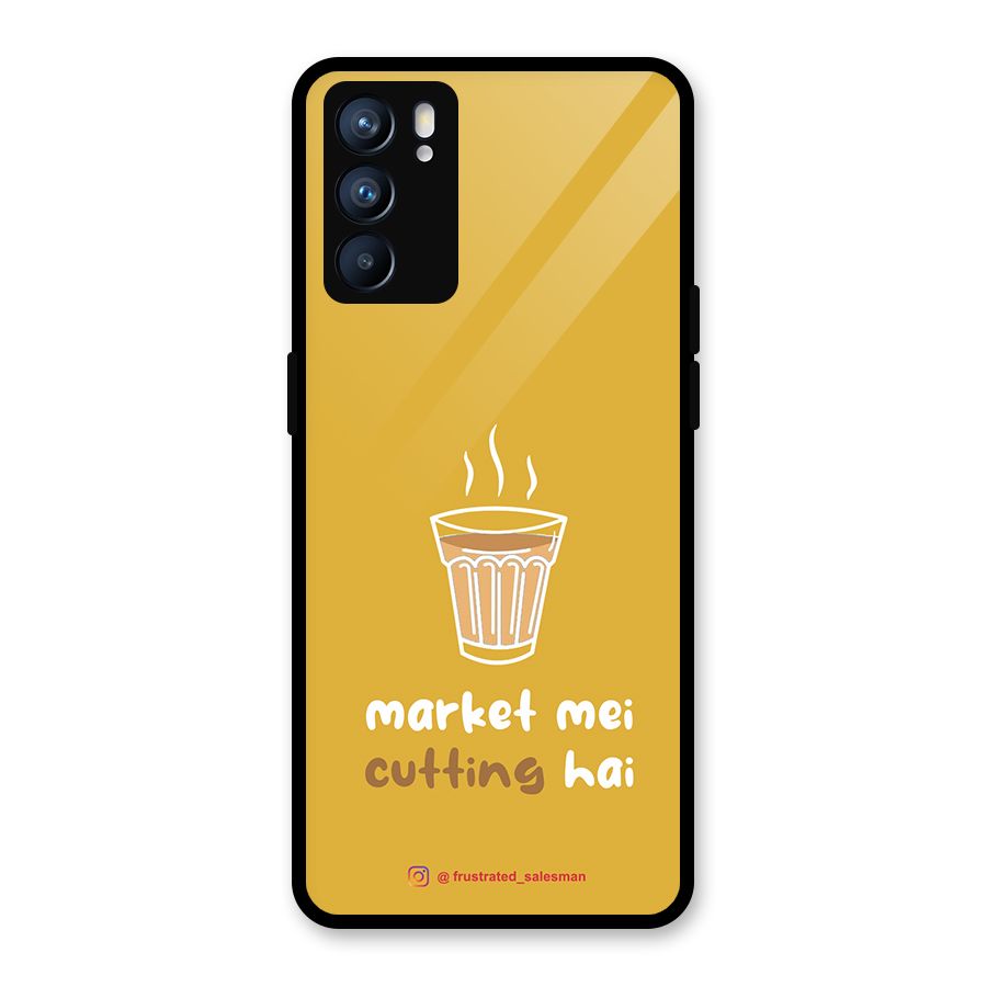 Market Mei Cutting Hai Mustard Yellow Glass Back Case for Oppo Reno6 5G