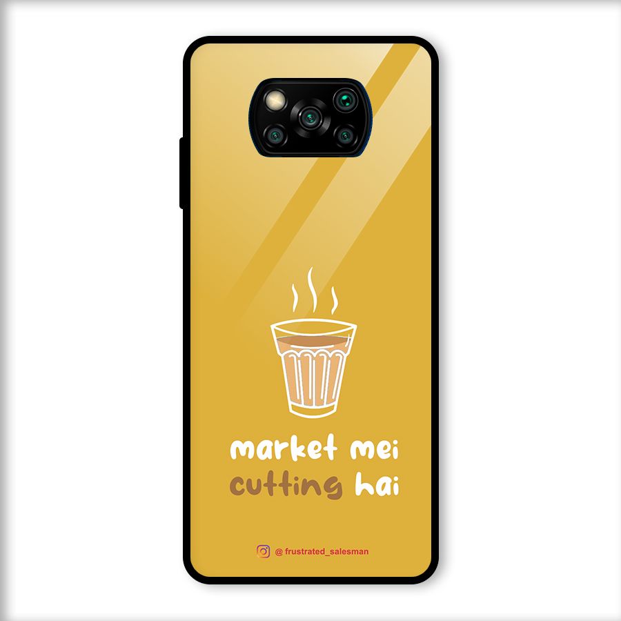 Market Mei Cutting Hai Mustard Yellow Glass Back Case for Poco X3