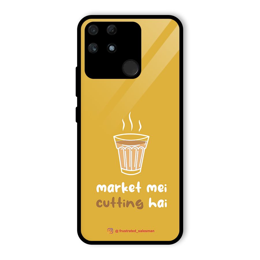 Market Mei Cutting Hai Mustard Yellow Glass Back Case for Realme Narzo 50A