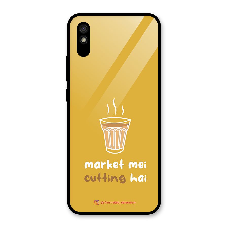 Market Mei Cutting Hai Mustard Yellow Glass Back Case for Redmi 9A