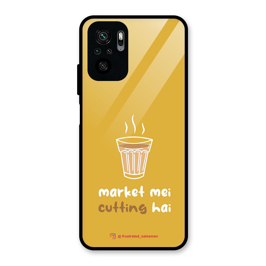 Market Mei Cutting Hai Mustard Yellow Glass Back Case for Redmi Note 10S