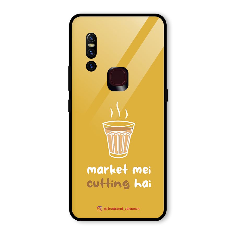 Market Mei Cutting Hai Mustard Yellow Glass Back Case for Vivo V15