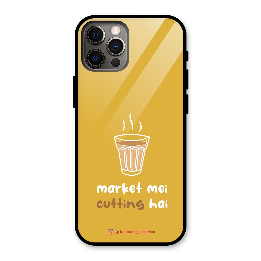 Market Mei Cutting Hai Mustard Yellow Glass Back Case for iPhone 12 Pro