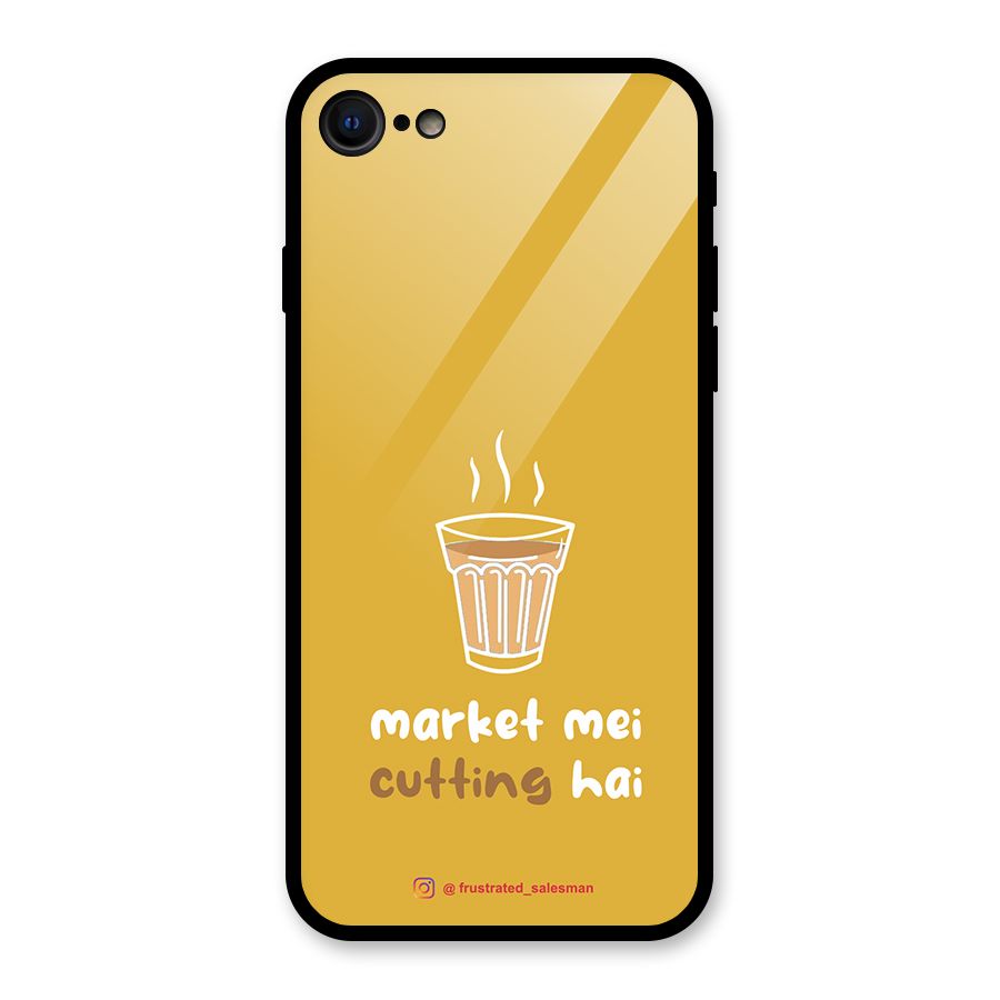 Market Mei Cutting Hai Mustard Yellow Glass Back Case for iPhone 7