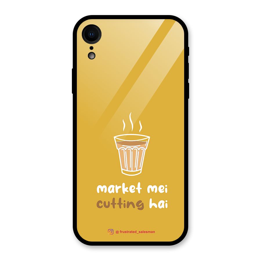 Market Mei Cutting Hai Mustard Yellow Glass Back Case for iPhone XR