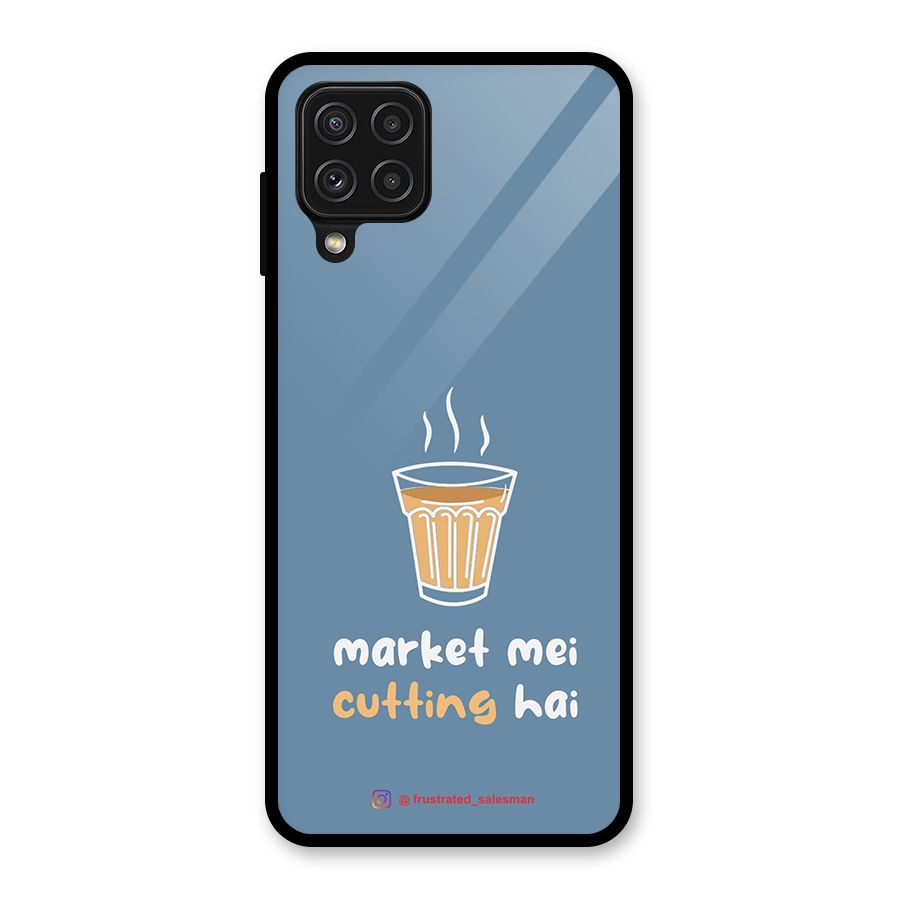 Market Mei Cutting Hai SteelBlue Glass Back Case for Galaxy A22 4G