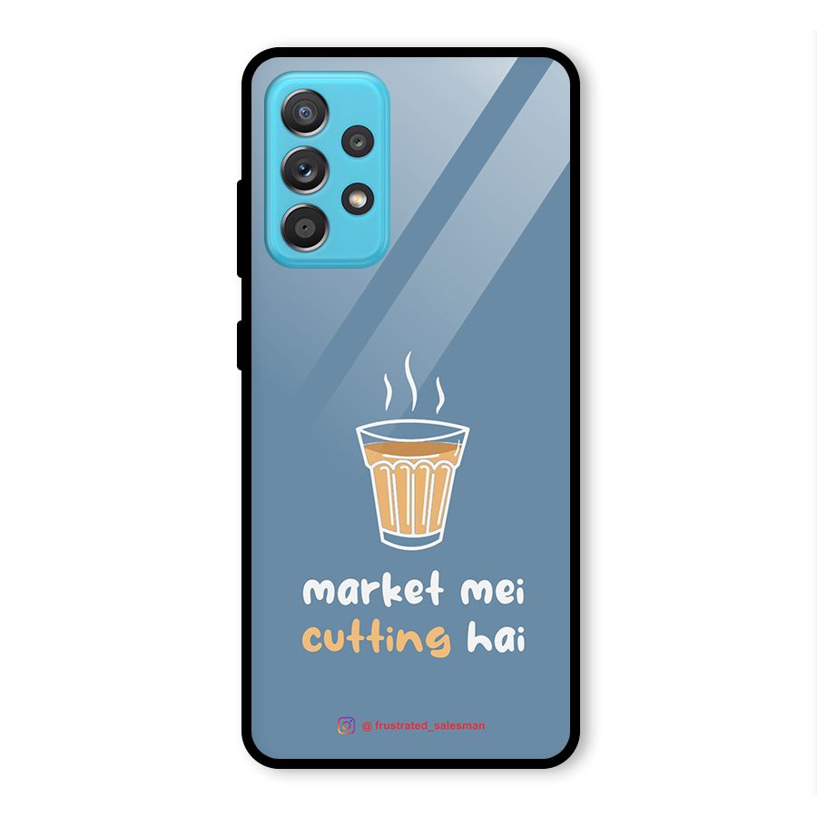 Market Mei Cutting Hai SteelBlue Glass Back Case for Galaxy A52