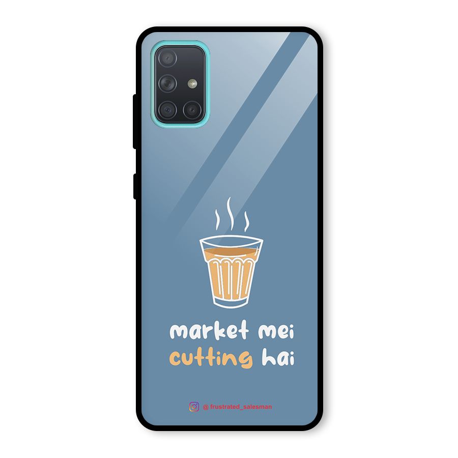 Market Mei Cutting Hai SteelBlue Glass Back Case for Galaxy A71