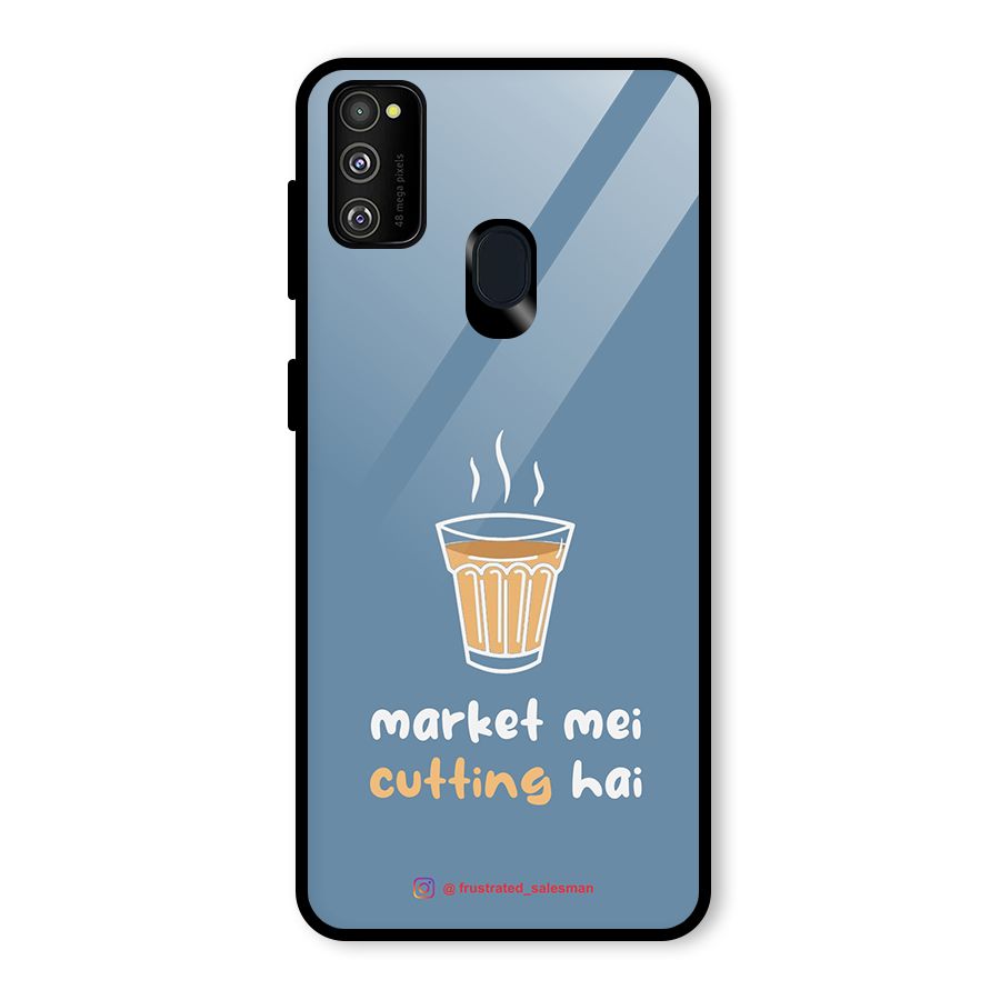 Market Mei Cutting Hai SteelBlue Glass Back Case for Galaxy M30s