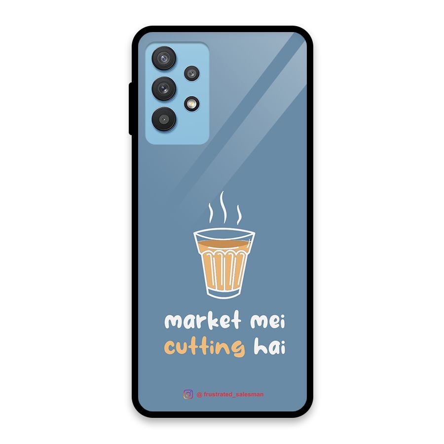 Market Mei Cutting Hai SteelBlue Glass Back Case for Galaxy M32 5G