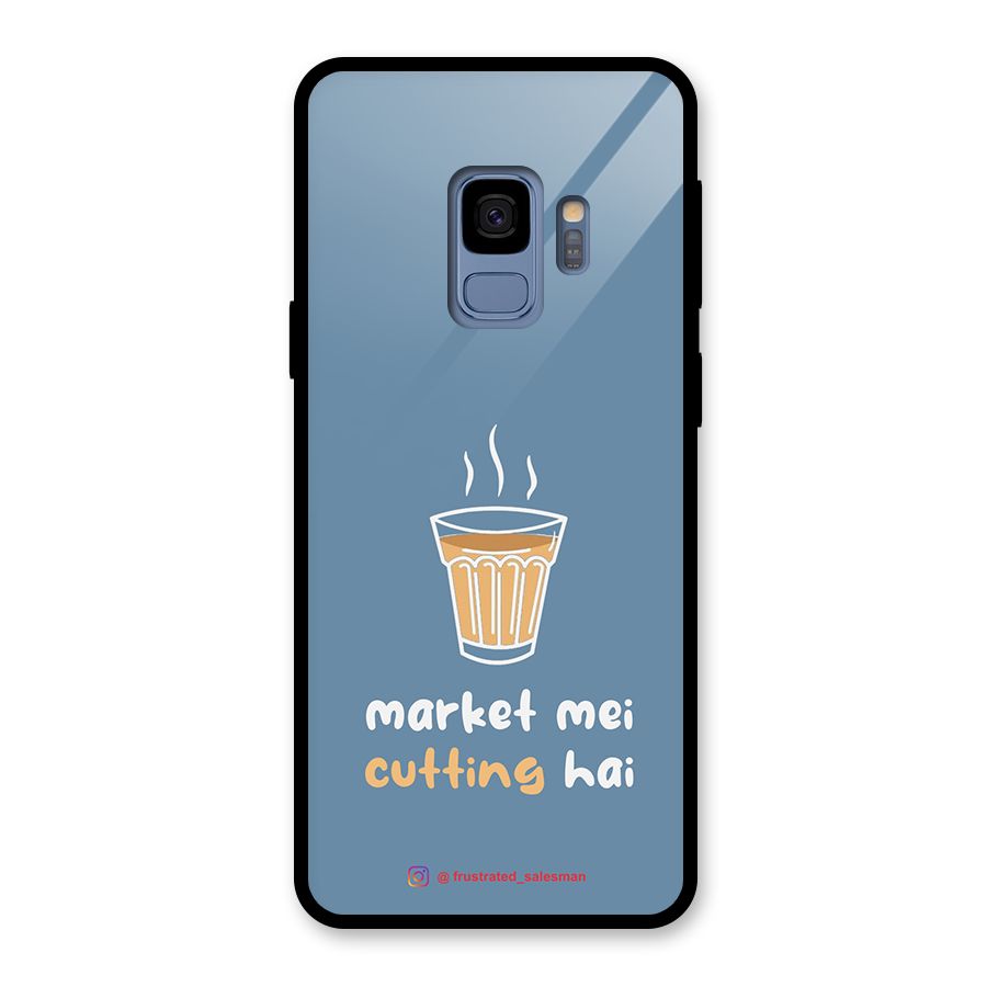 Market Mei Cutting Hai SteelBlue Glass Back Case for Galaxy S9