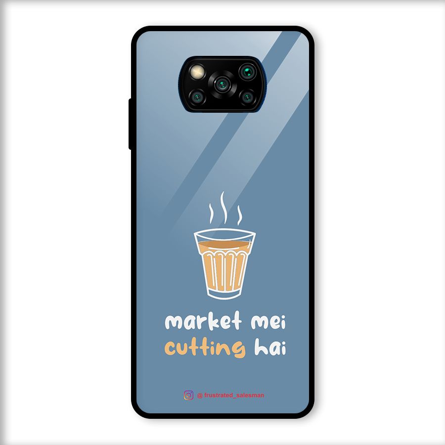 Market Mei Cutting Hai SteelBlue Glass Back Case for Poco X3