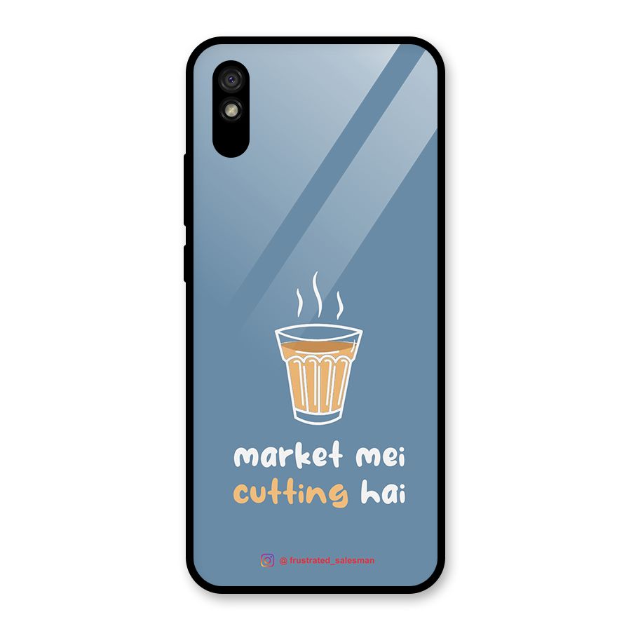 Market Mei Cutting Hai SteelBlue Glass Back Case for Redmi 9A
