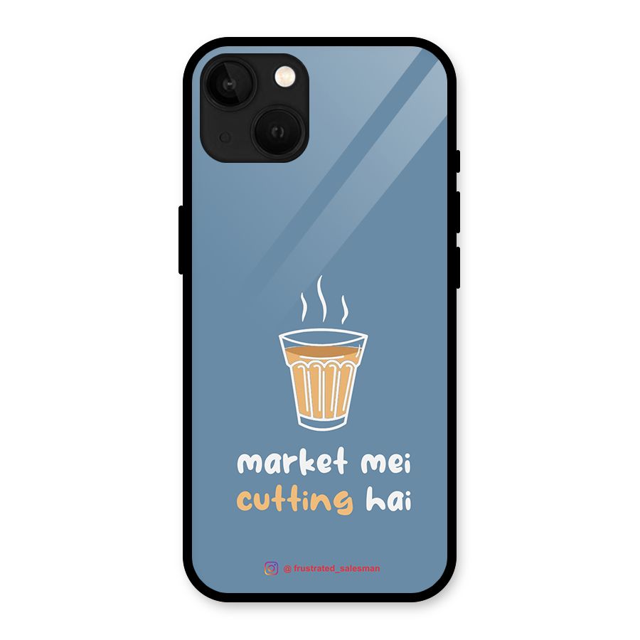 Market Mei Cutting Hai SteelBlue Glass Back Case for iPhone 13