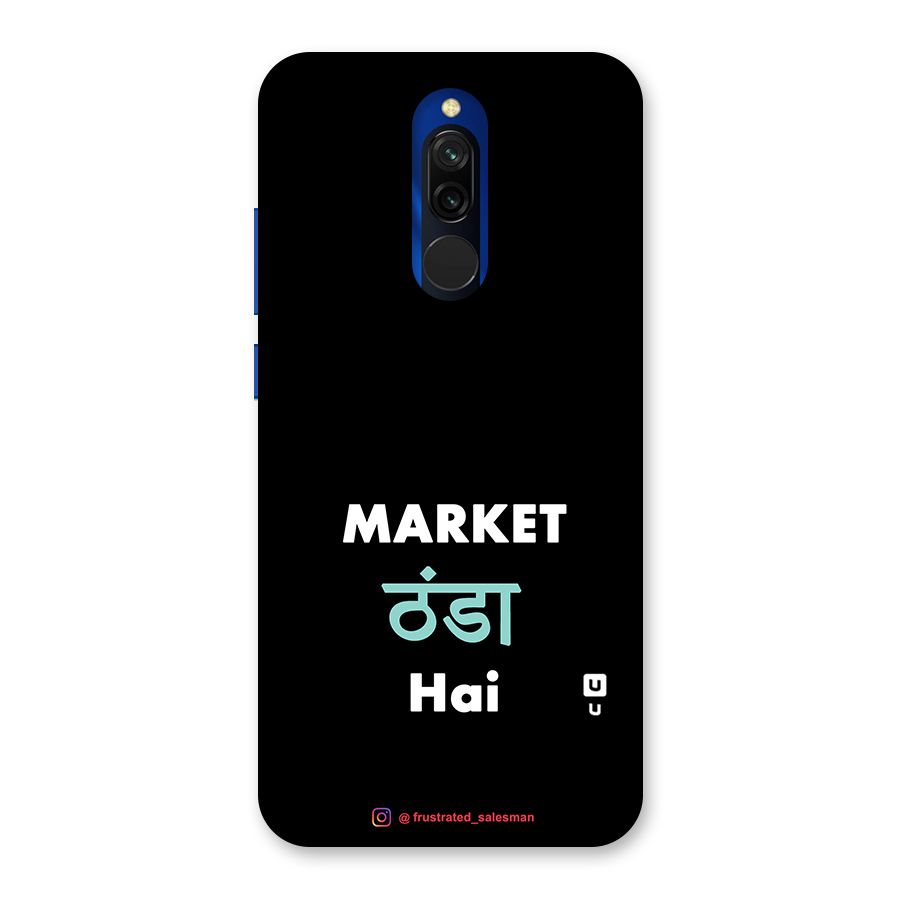 Market Thanda Hai Black Glass Back Case for Redmi 8