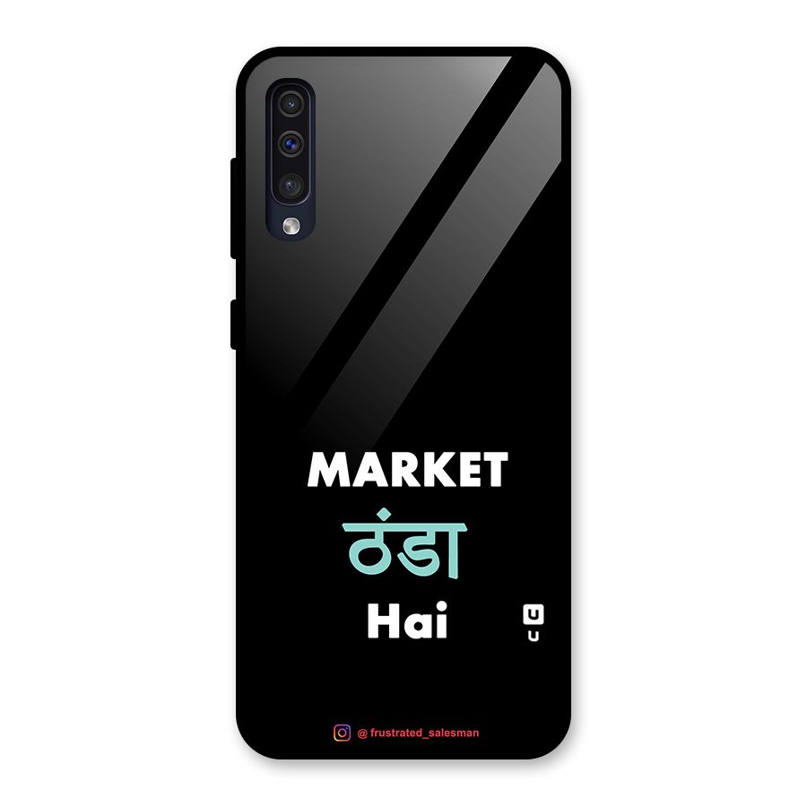Market Thanda Hai Black Glass Back Case for Galaxy A50