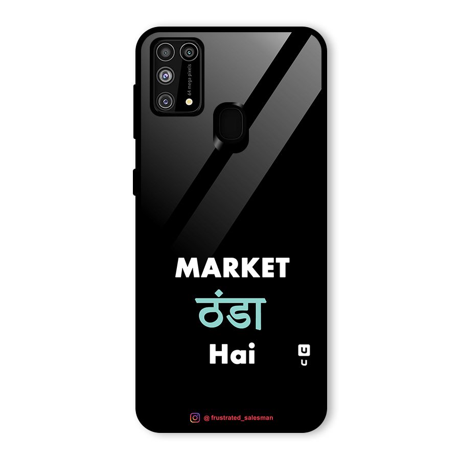 Market Thanda Hai Black Glass Back Case for Galaxy F41