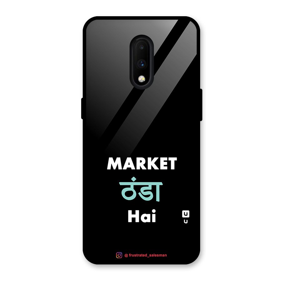 Market Thanda Hai Black Glass Back Case for OnePlus 7