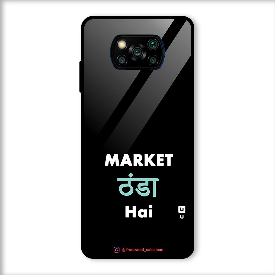 Market Thanda Hai Black Glass Back Case for Poco X3