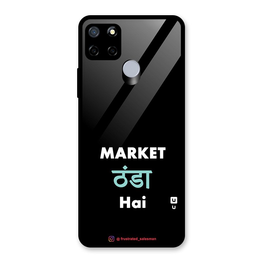 Market Thanda Hai Black Glass Back Case for Realme C15
