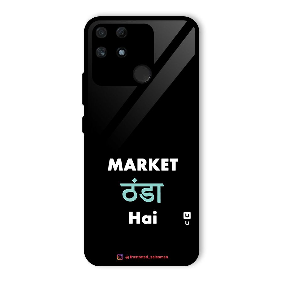 Market Thanda Hai Black Glass Back Case for Realme Narzo 50A