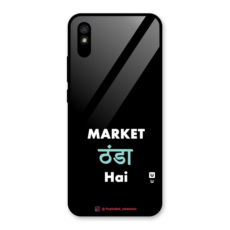 Market Thanda Hai Black Glass Back Case for Redmi 9i