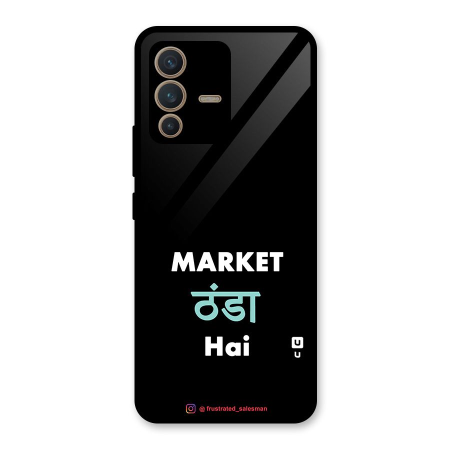 Market Thanda Hai Black Glass Back Case for Vivo V23 5G