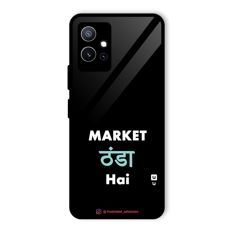 Market Thanda Hai Black Glass Back Case for Vivo Y75 5G