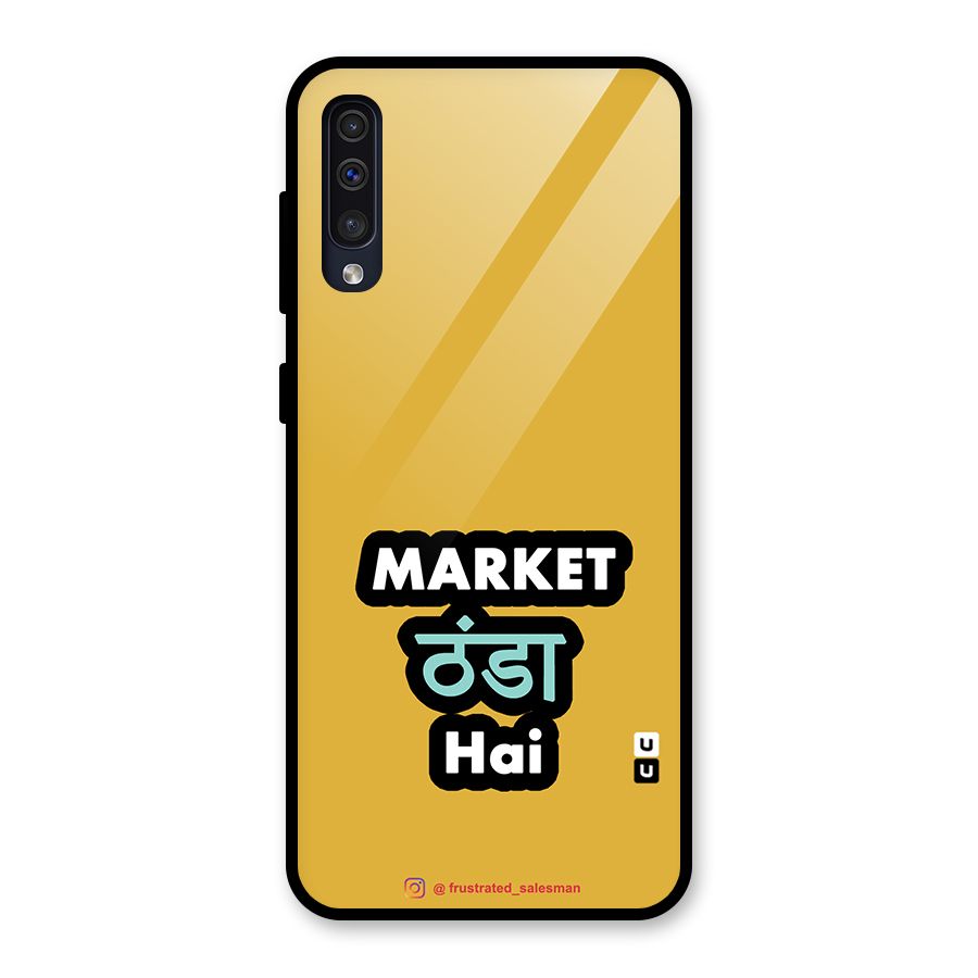 Market Thanda Hai Mustard Yellow Glass Back Case for Galaxy A30s