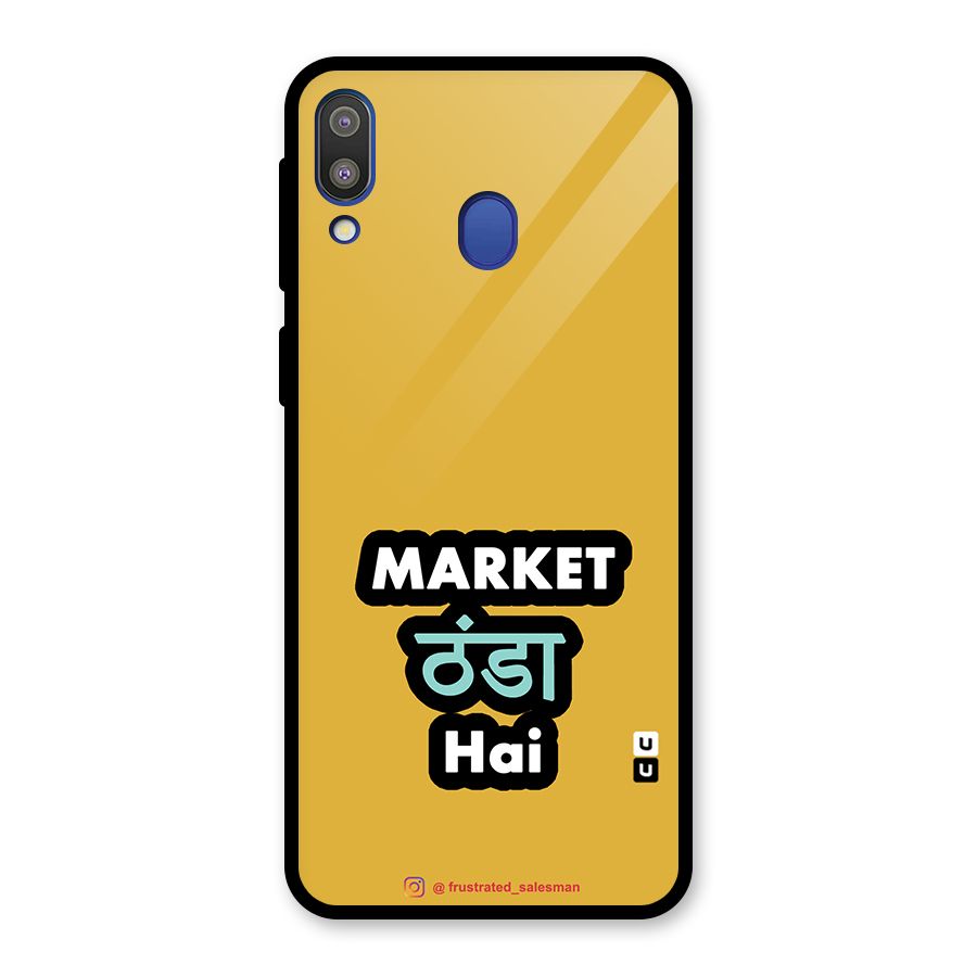Market Thanda Hai Mustard Yellow Glass Back Case for Galaxy M20