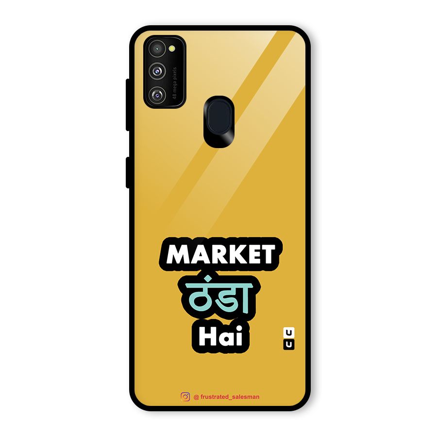 Market Thanda Hai Mustard Yellow Glass Back Case for Galaxy M30s