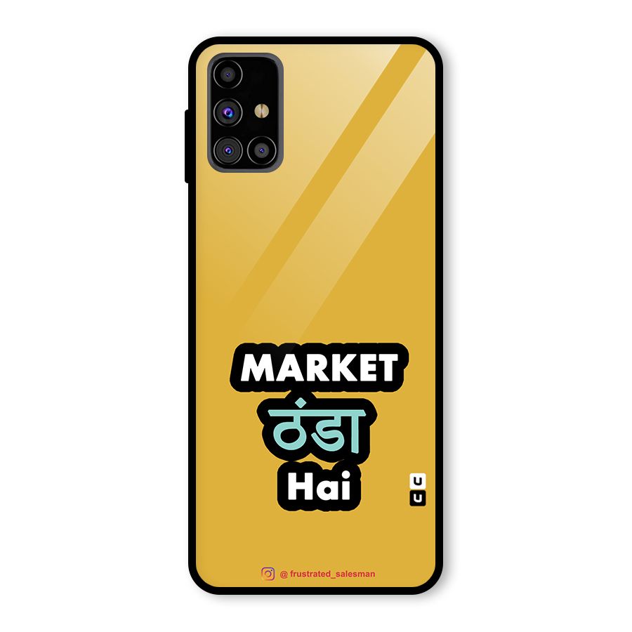 Market Thanda Hai Mustard Yellow Glass Back Case for Galaxy M31s