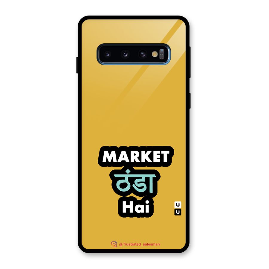 Market Thanda Hai Mustard Yellow Glass Back Case for Galaxy S10