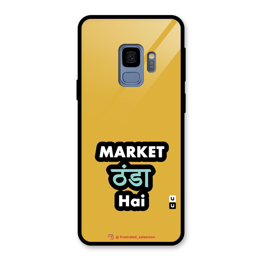 Market Thanda Hai Mustard Yellow Glass Back Case for Galaxy S9