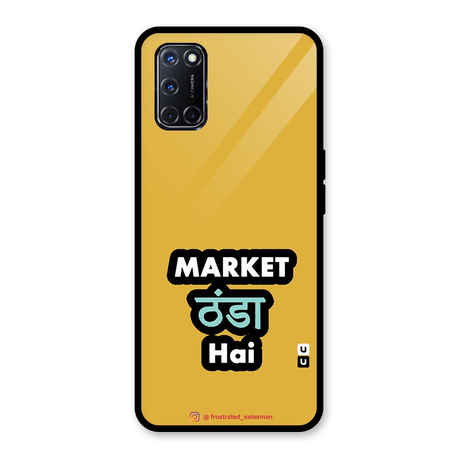 Market Thanda Hai Mustard Yellow Glass Back Case for Oppo A52