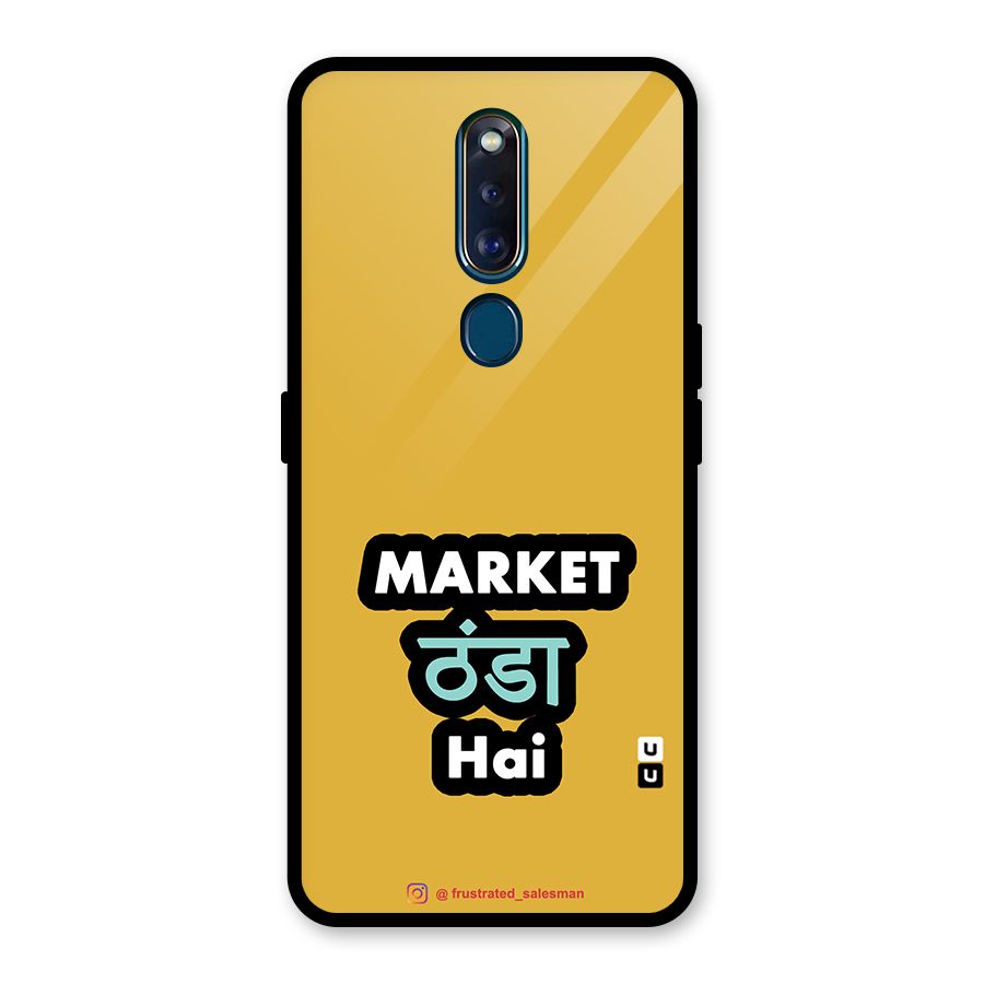 Market Thanda Hai Mustard Yellow Glass Back Case for Oppo F11 Pro