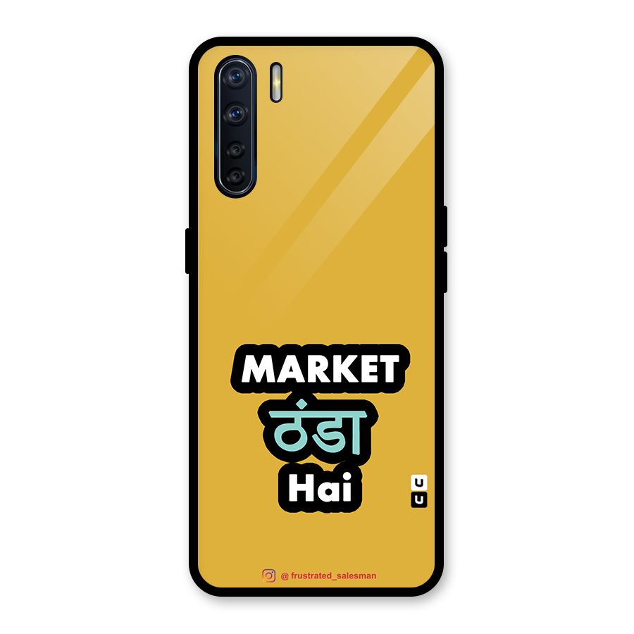 Market Thanda Hai Mustard Yellow Glass Back Case for Oppo F15