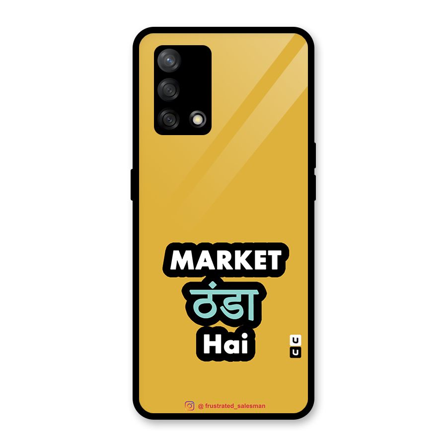 Market Thanda Hai Mustard Yellow Glass Back Case for Oppo F19